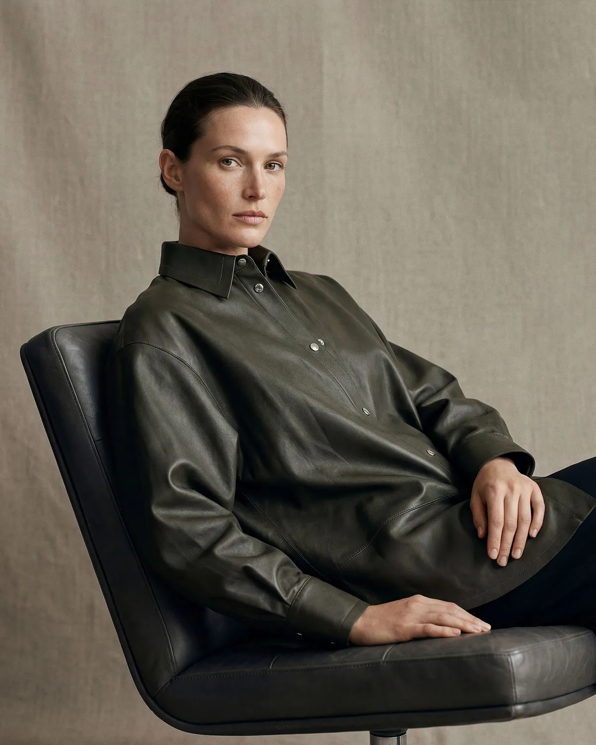 Editorial — leather shirt