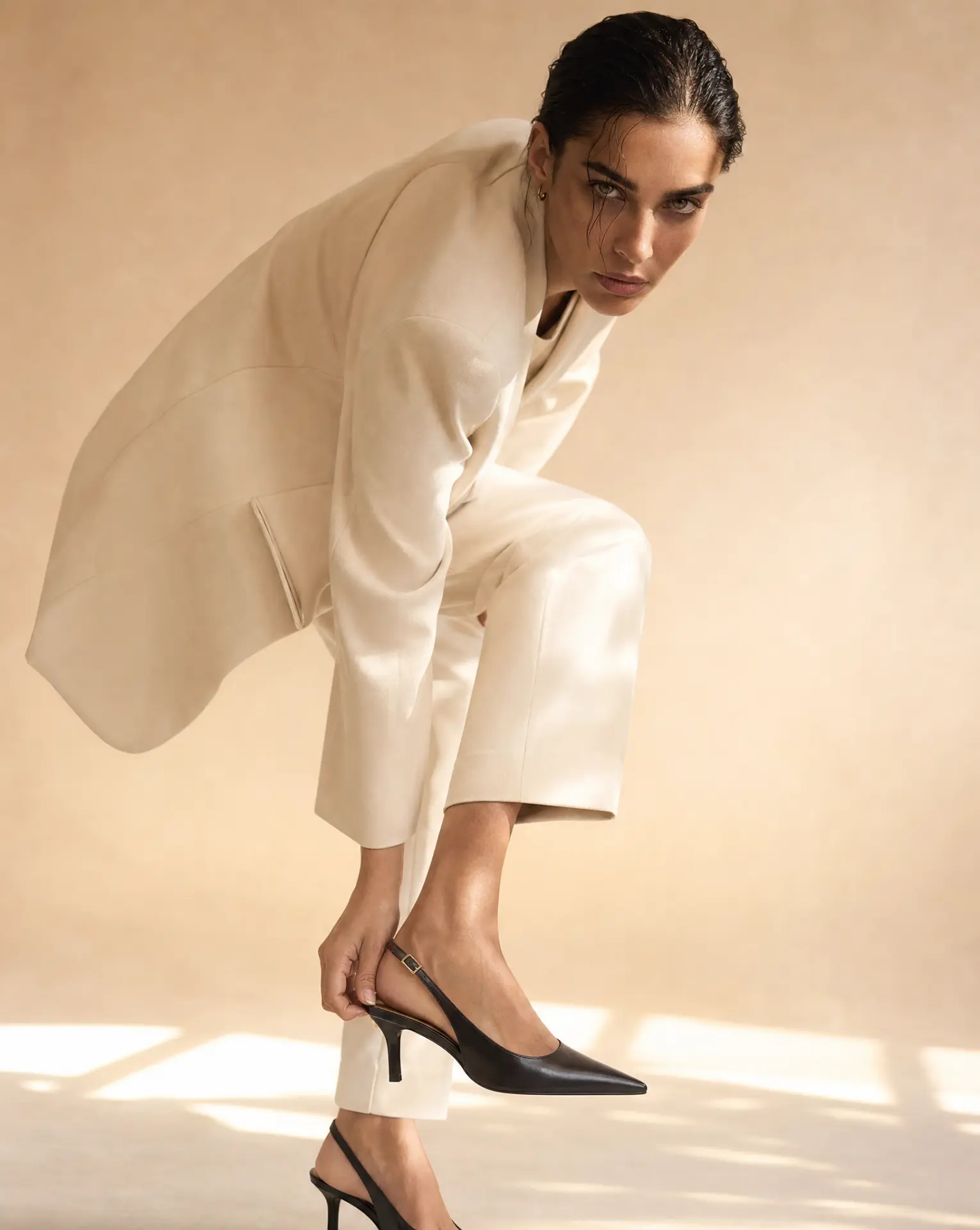 Footwear — cream slingback heel